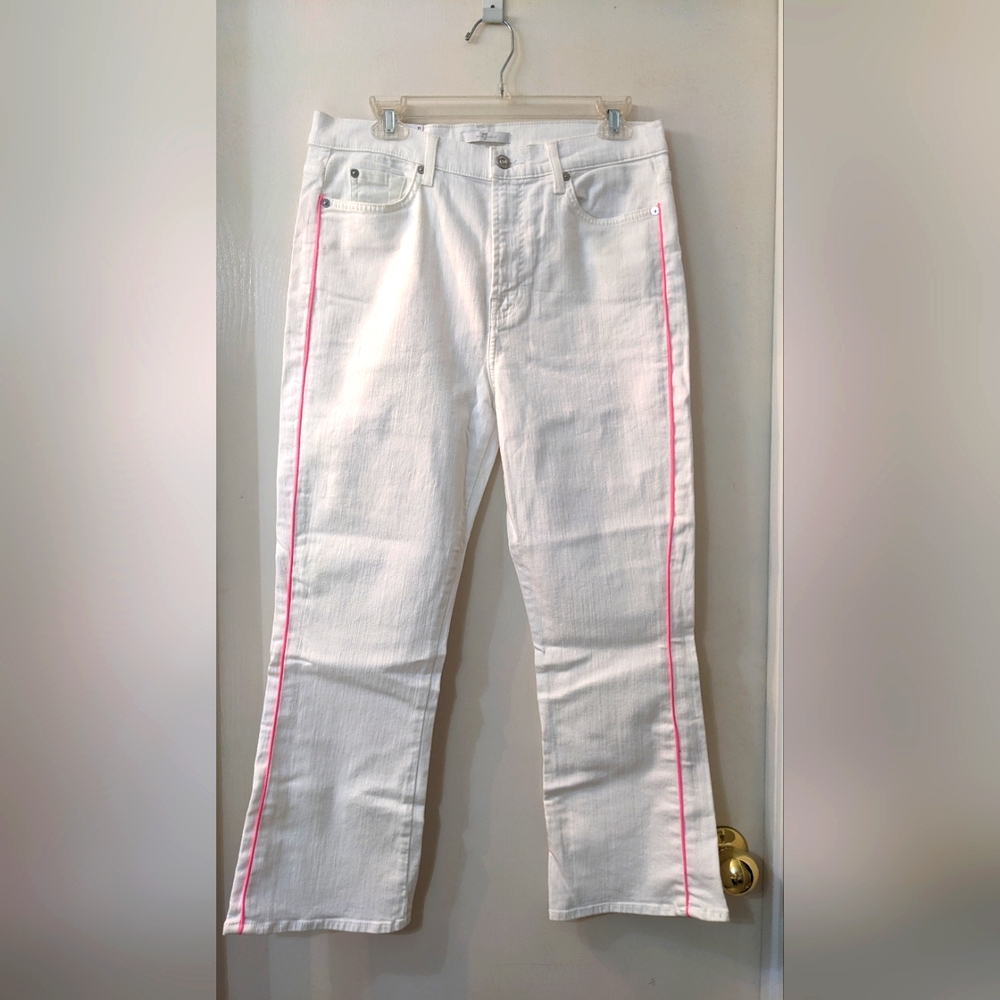NWT 7 For All Mankind High Waist Slim Kick White Jeans Size 31